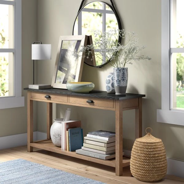 Roland 22" Tall Table Lamp With Fabric Shade In Blackened Bronze/Concrete/White 4 Roland 22" Tall Table Lamp With Fabric Shade In Blackened Bronze/Concrete/White - Image 4