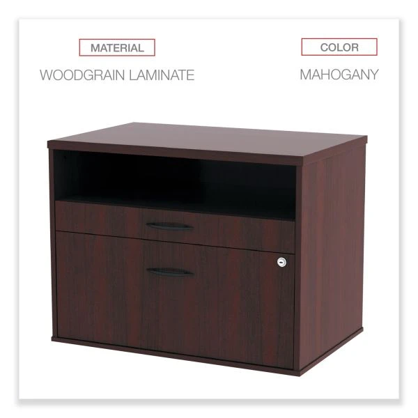 Alera Open Office Desk Series Low File Cabinet Credenza, 2-Drawer: Pencil/File,Legal/Letter,1 Shelf,Mahogany,29.5x19.13x22.88 4 Alera Open Office Desk Series Low File Cabinet Credenza, 2-Drawer: Pencil/File,Legal/Letter,1 Shelf,Mahogany,29.5x19.13x22.88 - Image 4