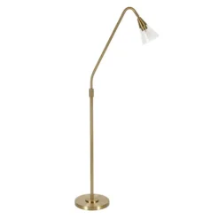 Challice Arc Floor Lamp With Glass Shade In Brass/Clear
