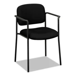 HON VL616 Stacking Guest Chair With Arms, Fabric Upholstery, 23.25" X 21" X 32.75", Black Seat, Black Back, Black Base