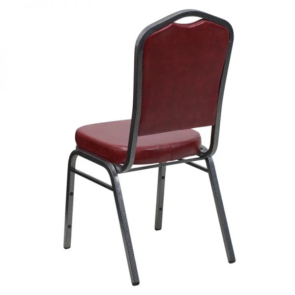 Flash Furniture HERCULES Series Crown Back Stacking Banquet Chair With Burgundy Vinyl And 2.5'' Thick Seat - Silver Vein Frame 2 Flash Furniture HERCULES Series Crown Back Stacking Banquet Chair With Burgundy Vinyl And 2.5'' Thick Seat - Silver Vein Frame - Image 2
