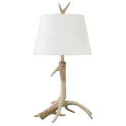 Ellsworth 27" Rustic Lodge Resin Antler Lamp With Fabric Shade