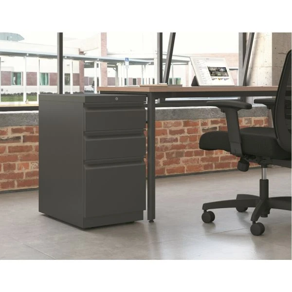 HON Brigade Mobile Pedestal With Pencil Tray Insert, Left/Right, 3-Drawers: Box/Box/File, Letter, Charcoal, 15" X 22.88" X 28" 4 HON Brigade Mobile Pedestal With Pencil Tray Insert, Left/Right, 3-Drawers: Box/Box/File, Letter, Charcoal, 15" X 22.88" X 28" - Image 4
