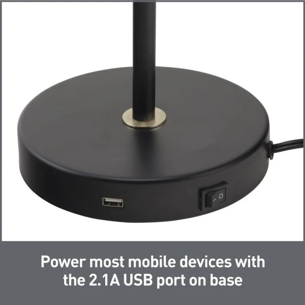 Veretti 23"H Modern Tilt-Arm Lamp, Adjustable, Smokey Gray Shade/Black Base 3 Veretti 23"H Modern Tilt-Arm Lamp, Adjustable, Smokey Gray Shade/Black Base - Image 3