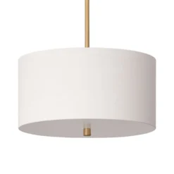 Ellis 16" Wide Pendant With Fabric Shade In Brass/White -office furniture sale 273eef606f2ea9c1f967ccfcb652bcbcc7