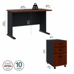 Bush Business Furniture Series A 48W Desk With Mobile File Cabinet In Hansen Cherry And Galaxy -office furniture sale 27612ed9bd93fedfab2c3f024da697f247