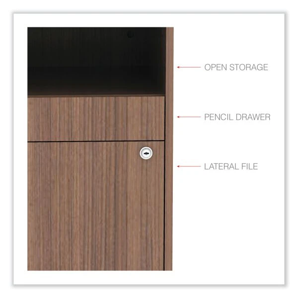 Alera Open Office Desk Series Low File Cabinet Credenza, 2-Drawer: Pencil/File, Legal/Letter, 1 Shelf,Walnut,29.5x19.13x22.88 5 Alera Open Office Desk Series Low File Cabinet Credenza, 2-Drawer: Pencil/File, Legal/Letter, 1 Shelf,Walnut,29.5x19.13x22.88 - Image 5