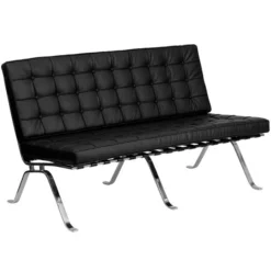 HERCULES Flash Series Black LeatherSoft Loveseat With Curved Legs