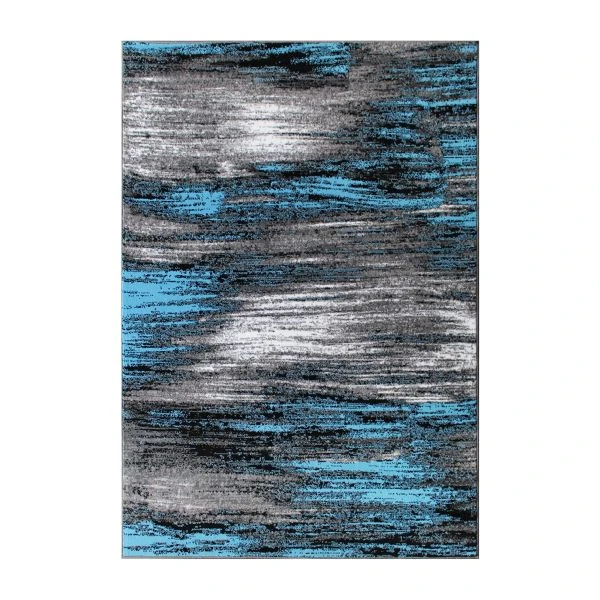 Rylan Collection 5' X 7' Blue Scraped Design Area Rug - Olefin Rug With Jute Backing - Living Room, Bedroom, Entryway 2 Rylan Collection 5' X 7' Blue Scraped Design Area Rug - Olefin Rug With Jute Backing - Living Room, Bedroom, Entryway - Image 2