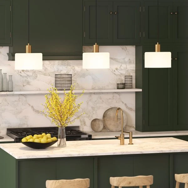 Henri 10" Wide Pendant With Glass Shade In Brass/White Milk 4 Henri 10" Wide Pendant With Glass Shade In Brass/White Milk - Image 4