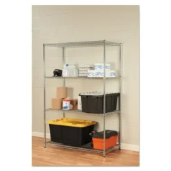 Alera NSF Approved Industrial Heavy-Duty Wire Shelving Starter Kit, 4-Shelf, 48w X 24d X 72h,Silver -office furniture sale 286c7a17b25561a27e5b5d9d47ff33d7f8
