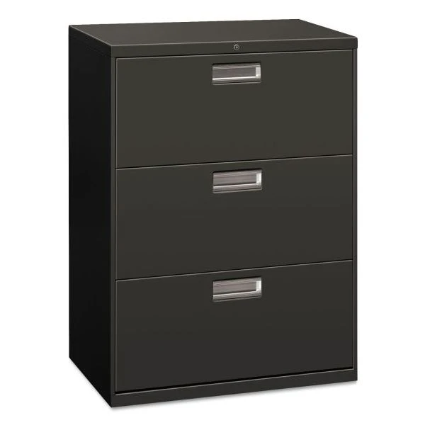 HON 600 Series Three-Drawer Lateral File, Letter/Legal/A4, 30w X 18d, Charcoal 1 HON 600 Series Three-Drawer Lateral File, Letter/Legal/A4, 30w X 18d, Charcoal