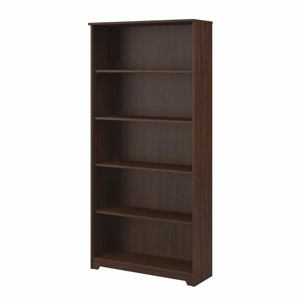 Bush Furniture Cabot Tall 5 Shelf Bookcase In Modern Walnut 1 Bush Furniture Cabot Tall 5 Shelf Bookcase In Modern Walnut