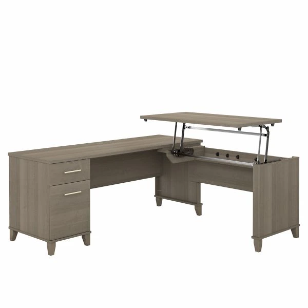 Bush Furniture Somerset 72W 3 Position Sit To Stand L Shaped Desk In Ash Gray 1 Bush Furniture Somerset 72W 3 Position Sit To Stand L Shaped Desk In Ash Gray