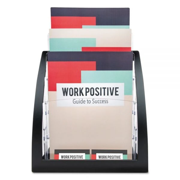 Deflecto 3-Tier Literature Holder, Leaflet Size, 11.25w X 6.94d X 13.31h, Black 2 Deflecto 3-Tier Literature Holder, Leaflet Size, 11.25w X 6.94d X 13.31h, Black - Image 2
