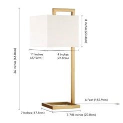 Grayson 26" Tall Table Lamp With Fabric Shade In Brass/White -office furniture sale 295e15c634906669fc0ee485960755f092