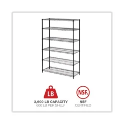 Alera NSF Certified 6-Shelf Wire Shelving Kit, 48w X 18d X 72h, Black -office furniture sale 298a1ef7148495331bd58b8098c2fb745f