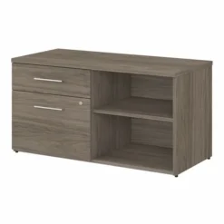 Bush Business Furniture Office 500 Low Storage Cabinet With Drawers And Shelves In Modern Hickory