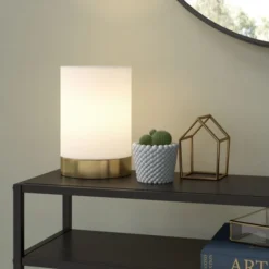 Piper 9" Tall Uplight Mini Lamp With Fabric Shade In Brass/White 14 Piper 9" Tall Uplight Mini Lamp With Fabric Shade In Brass/White -office furniture sale 29c206692c07fedfbddf1ab16b1cff5fdd
