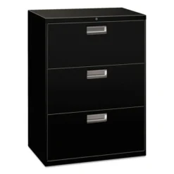 HON 600 Series Three-Drawer Lateral File, Letter/Legal/A4, 30w X 18d, Black
