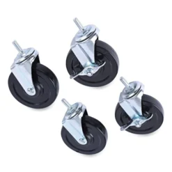Alera Optional Casters For Wire Shelving, Grip Ring Type K Stem, 4" Wheel, Black/Silver, 4/Set (2 Locking)