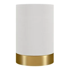 Piper 9" Tall Uplight Mini Lamp With Fabric Shade In Brass/White