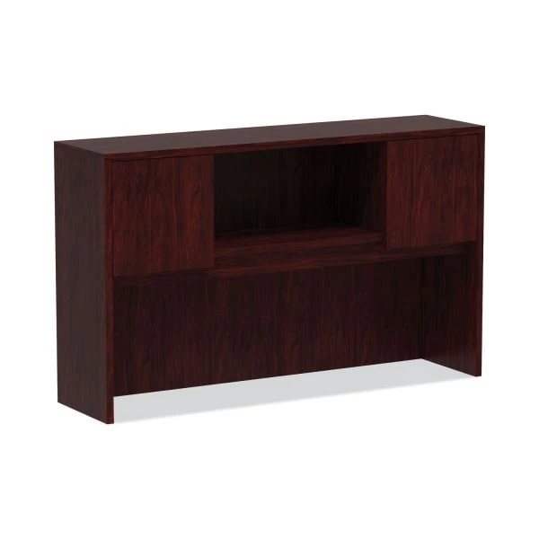 Alera Valencia Series Hutch With Doors, 4 Compartments, 58.88w X 15d X 35.38h, Mahogany 1 Alera Valencia Series Hutch With Doors, 4 Compartments, 58.88w X 15d X 35.38h, Mahogany