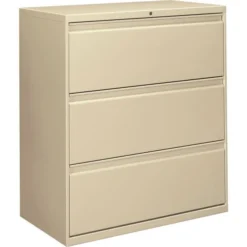 HON 800 Series Three-Drawer Lateral File, Letter/Legal/A4, 36w X 18d X 39.13h, Putty