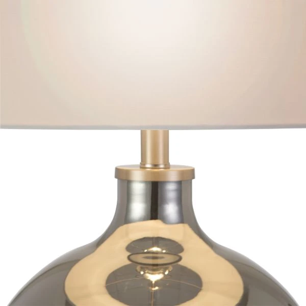 Laelia 24.75" Tall Table Lamp With Fabric Shade In Chrome Glass/White 2 Laelia 24.75" Tall Table Lamp With Fabric Shade In Chrome Glass/White - Image 2