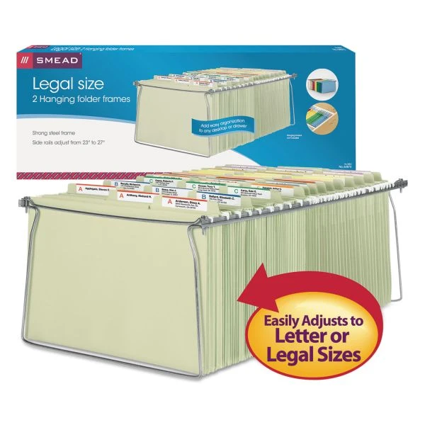 Smead Steel Hanging Folder Drawer Frame, Legal Size, 23" To 27" Long, Gray, 2/Pack 5 Smead Steel Hanging Folder Drawer Frame, Legal Size, 23" To 27" Long, Gray, 2/Pack - Image 5