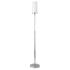 Frieda 66" Tall Floor Lamp With Glass Shade In Polished Nickel/White Milk