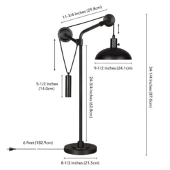 Neo 33.5" Tall Solid Wheel Pulley System Table Lamp With Metal Shade In Blackened Bronze/Blackened Bronze -office furniture sale 2b91105dc59ad8e6834452cc8ece22cd87