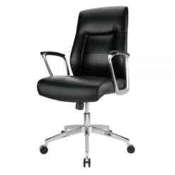 Modern Comfort Delagio Bonded Leather Mid-Back Manager's Chair, Black/Silver -office furniture sale 2bac7a95806331908dd9a509c9cdebbc46