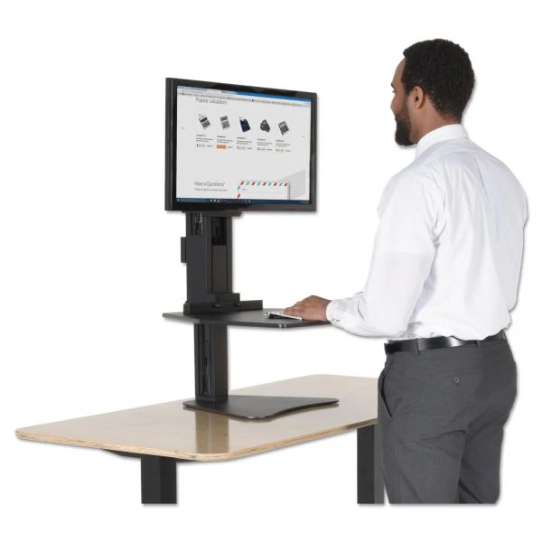 Victor High Rise Standing Desk Workstation, 28" X 23" X 10.5" To 15.5", Black 6 Victor High Rise Standing Desk Workstation, 28" X 23" X 10.5" To 15.5", Black - Image 6