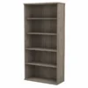 Bush Business Furniture Hybrid Tall 5 Shelf Bookcase In Modern Hickory