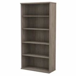 Bush Business Furniture Hybrid Tall 5 Shelf Bookcase In Modern Hickory
