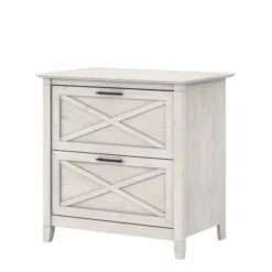 Bush Furniture Key West 2 Drawer Lateral File Cabinet In Linen White Oak