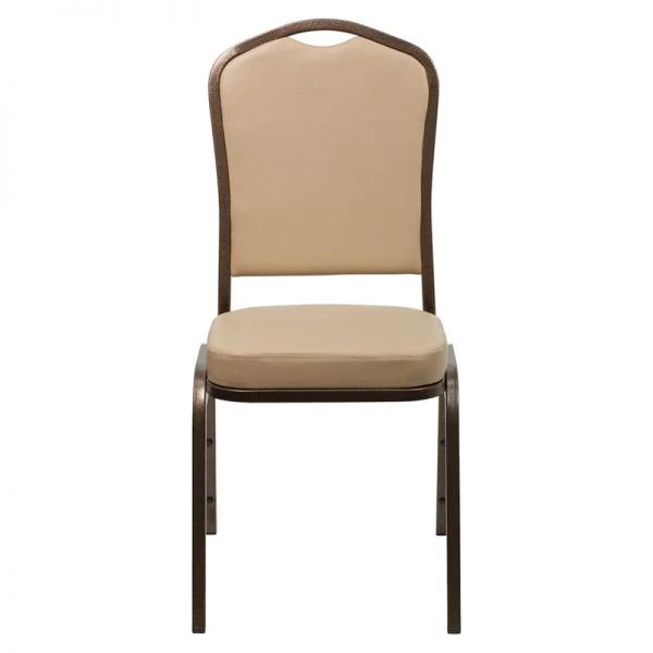Flash Furniture HERCULES Series Crown Back Stacking Banquet Chair With Tan Vinyl And 2.5'' Thick Seat - Copper Vein Frame 2 Flash Furniture HERCULES Series Crown Back Stacking Banquet Chair With Tan Vinyl And 2.5'' Thick Seat - Copper Vein Frame - Image 2