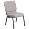 Flash Furniture HERCULES Series 18.5''W Gray Dot Fabric Stacking Church Chair With 4.25'' Thick Seat - Silver Vein Frame