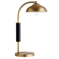 Denton 24" Tall Two-Tone Table Lamp With Metal Shade In Brass/Matte Black/Brass