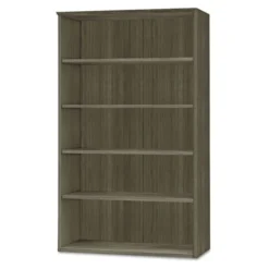 Safco Medina Series Laminate Five-Shelf Bookcase, 36w X 13d X 68h, Gray Steel