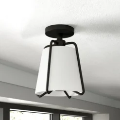 Marduk 9.5" Semi Flush Mount With Fabric Shade In Blackened Bronze/White 8 Marduk 9.5" Semi Flush Mount With Fabric Shade In Blackened Bronze/White -office furniture sale 2dd2a74837d7cfa552be431d82349ee987