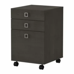 Office By Kathy Ireland Echo 3 Drawer Mobile File Cabinet In Charcoal Maple