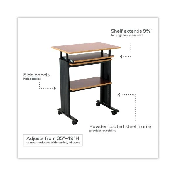 Safco Muv Stand-Up Adjustable-Height Desk, 29.5" X 22" X 35" To 49", Cherry/Black 3 Safco Muv Stand-Up Adjustable-Height Desk, 29.5" X 22" X 35" To 49", Cherry/Black - Image 3