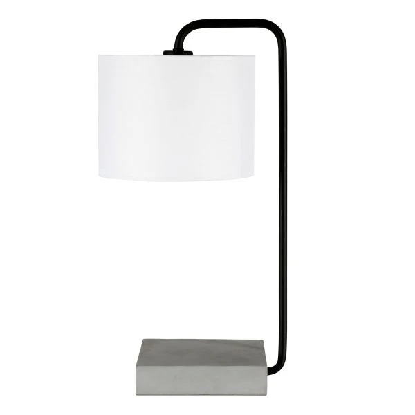 Roland 22" Tall Table Lamp With Fabric Shade In Blackened Bronze/Concrete/White 1 Roland 22" Tall Table Lamp With Fabric Shade In Blackened Bronze/Concrete/White