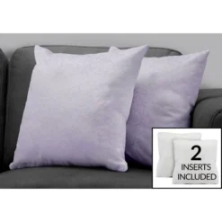 Monarch Specialties Pillows, Set Of 2, 18 X 18 Square, Insert Included, Decorative Throw, Accent, Sofa, Couch, Bedroom, Purple Hypoallergenic Polyester, Modern