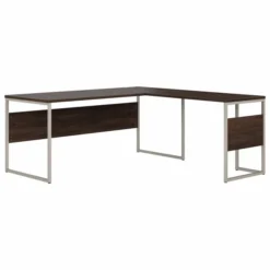 Bush Business Furniture Hybrid 72W X 30D L Shaped Table Desk With Metal Legs In Black Walnut