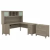 Bush Furniture Somerset 72W L Shaped Desk With Hutch And Lateral File Cabinet In Ash Gray