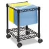 Safco Compact Mobile Wire File Cart, Metal, 1 Shelf, 1 Bin, 15.5" X 14" X 19.75", Black