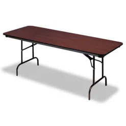 Iceberg OfficeWorks Commercial Wood-Laminate Folding Table, Rectangular Top, 72w X 30d X 29h, Mahogany
